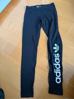 adidas Black Leggings with White Trefoil Logo